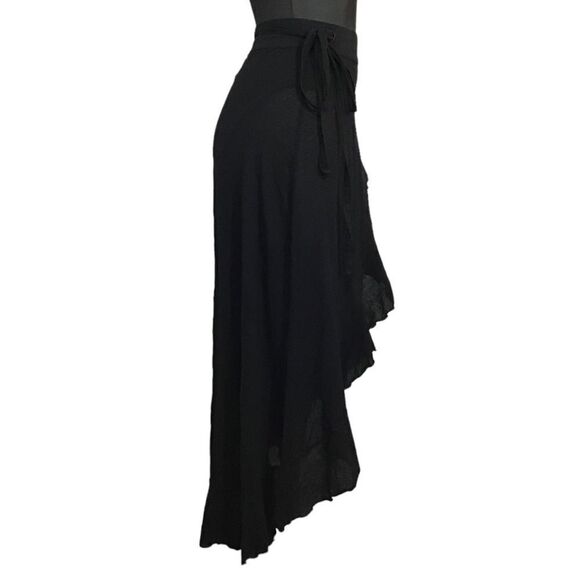 9Seed Resort Black High Low Ruffle Wrap Skirt Size Small - Picture 3 of 12
